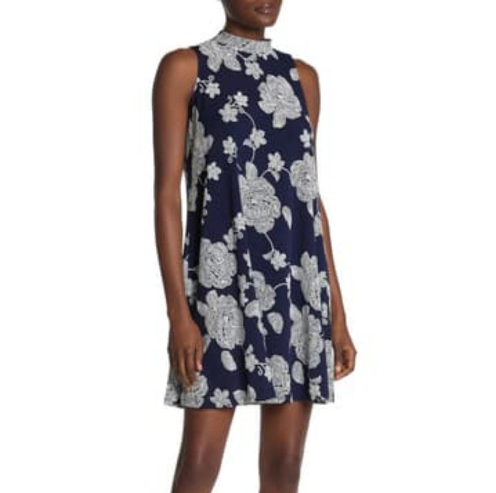 Jersey Floral Print Bow Back Dress